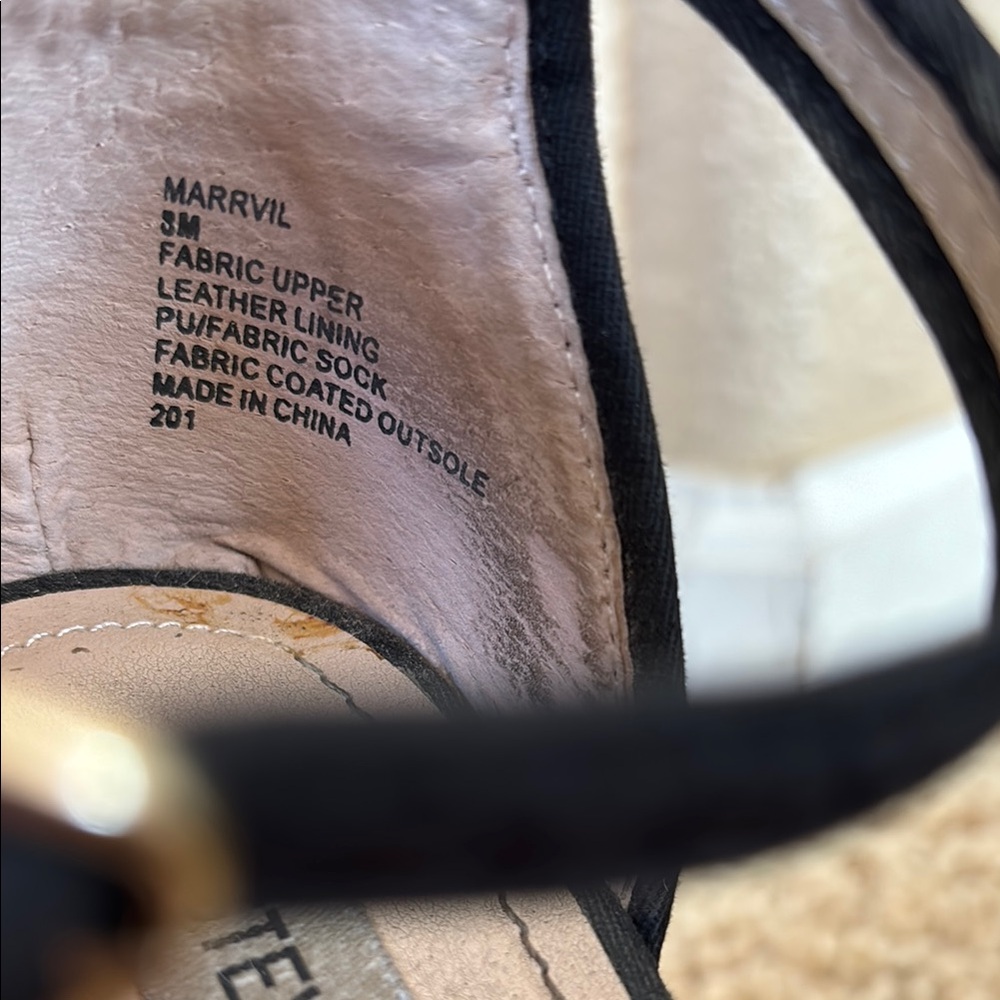 Steve Madden Black and Tan Wedge Espadrilles - Picture 2 of 5